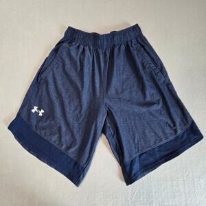 Under Amour Men's Blue Workout Shorts with Pockets Mesh Leg Trim Size Small